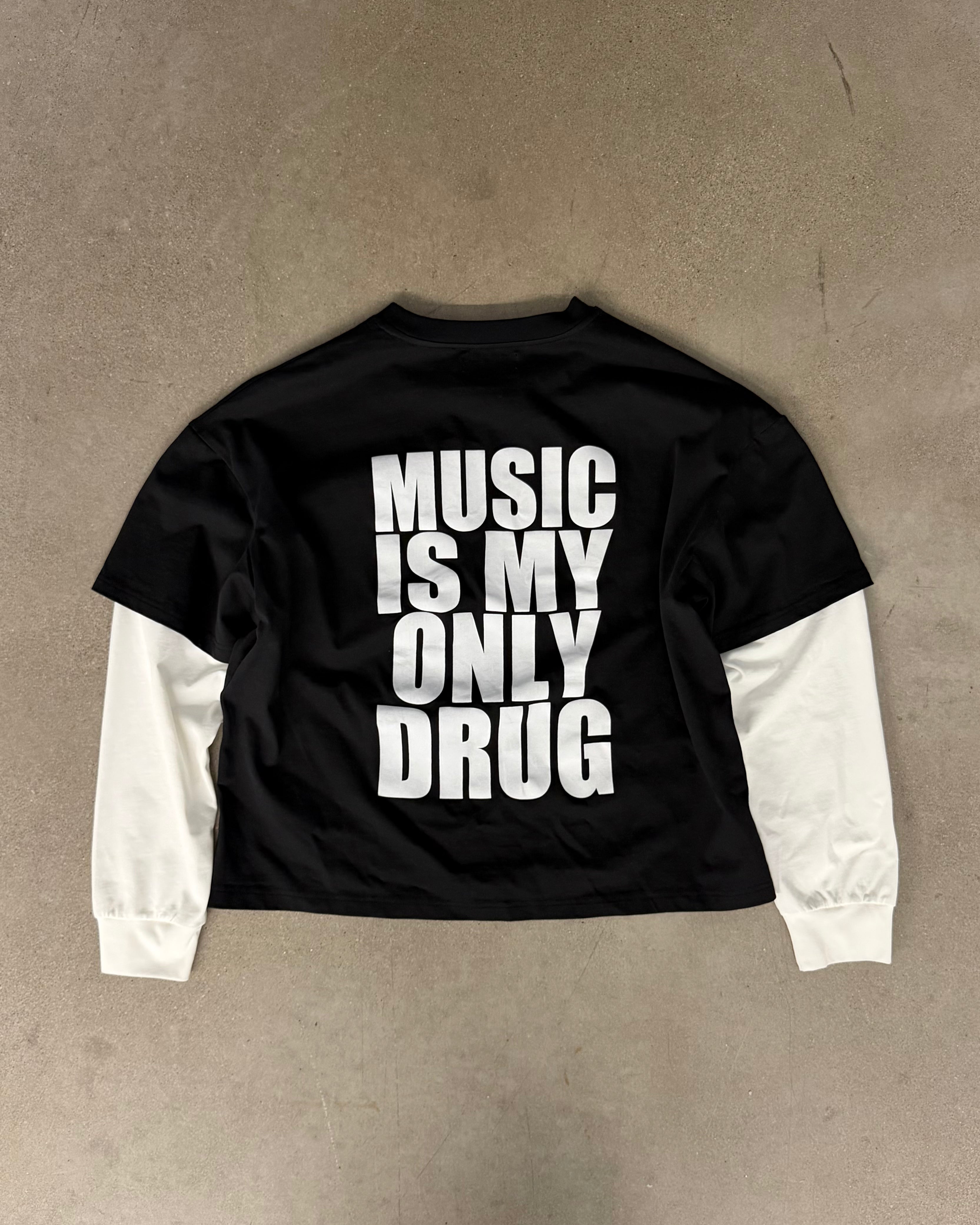 starcore MUSIC IS MY DRUG Tシャツ S Music Is My Only Drug Shirt | Black Y2K Shirt – 4tothe9