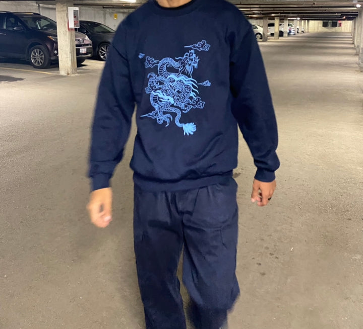 Medium Navy Dragon Sweatshirt
