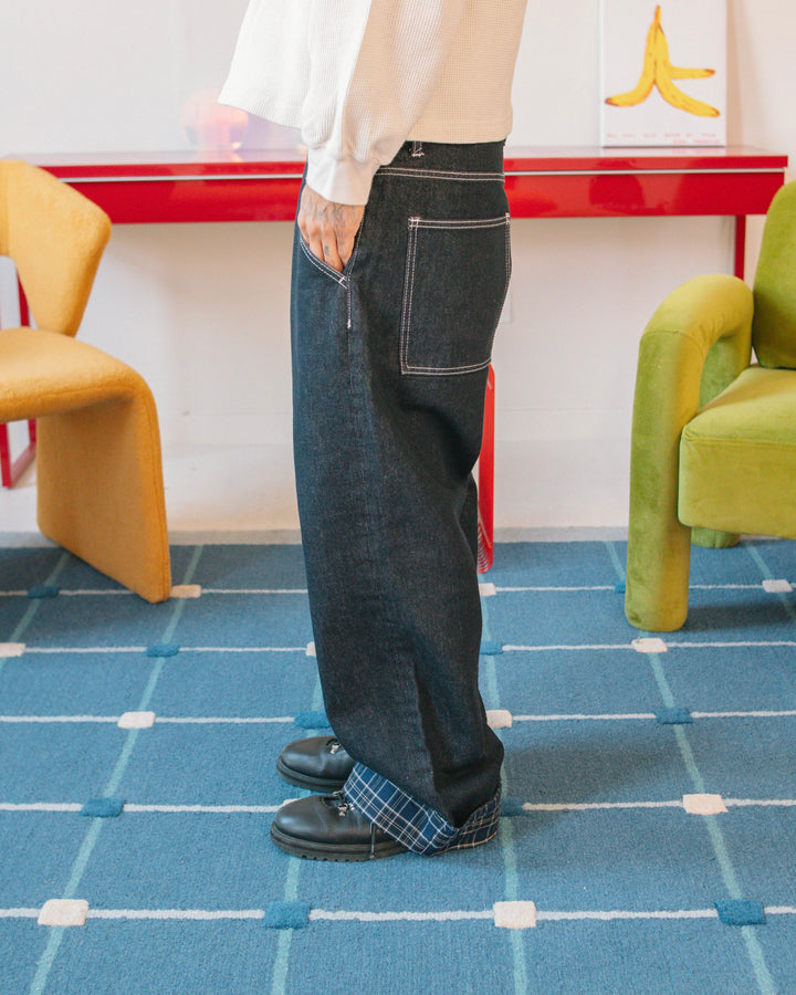 Plaid Denim Jeans