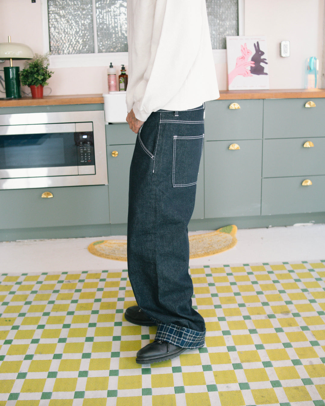 Plaid Denim Jeans