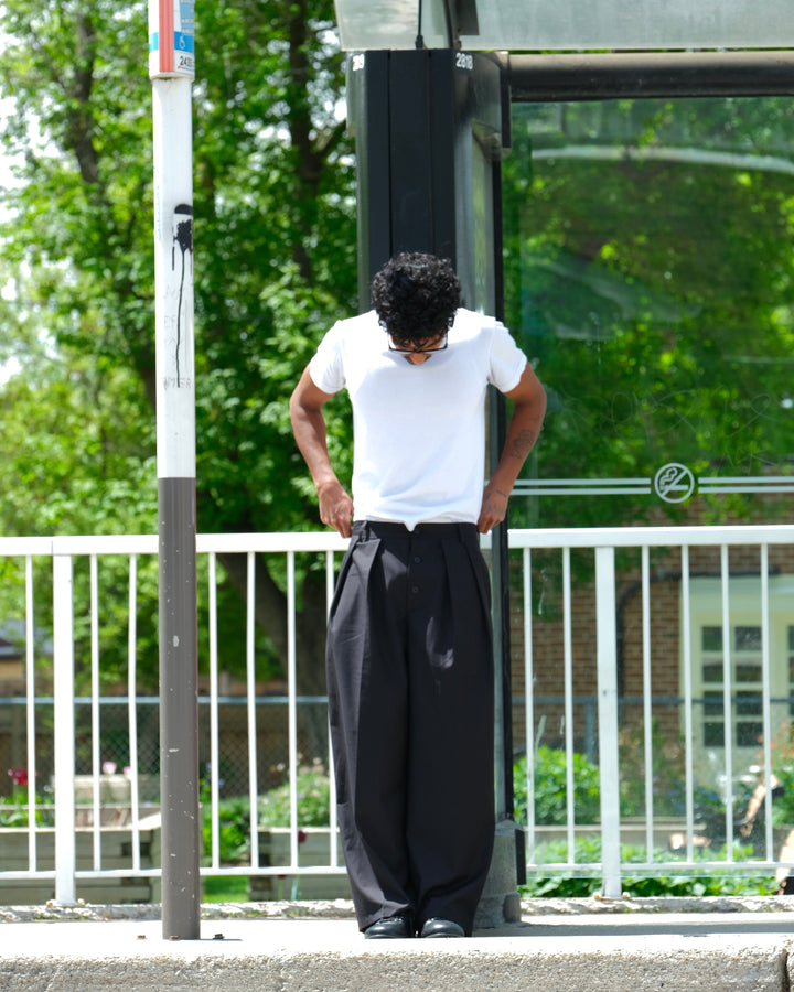 Wide Leg Pleated Trousers
