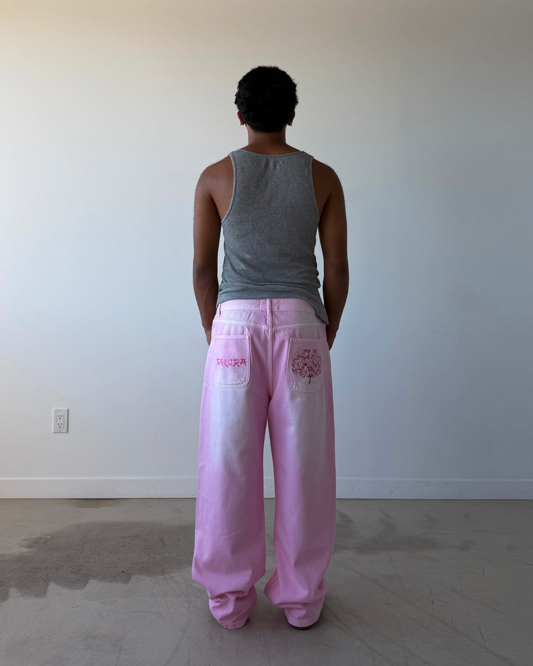 Pink Distressed Denim Jeans