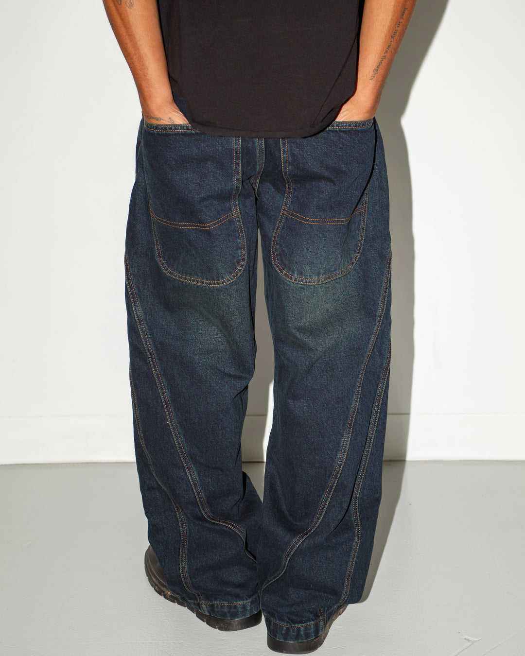 Obsidian Blue Distressed Denim Jeans