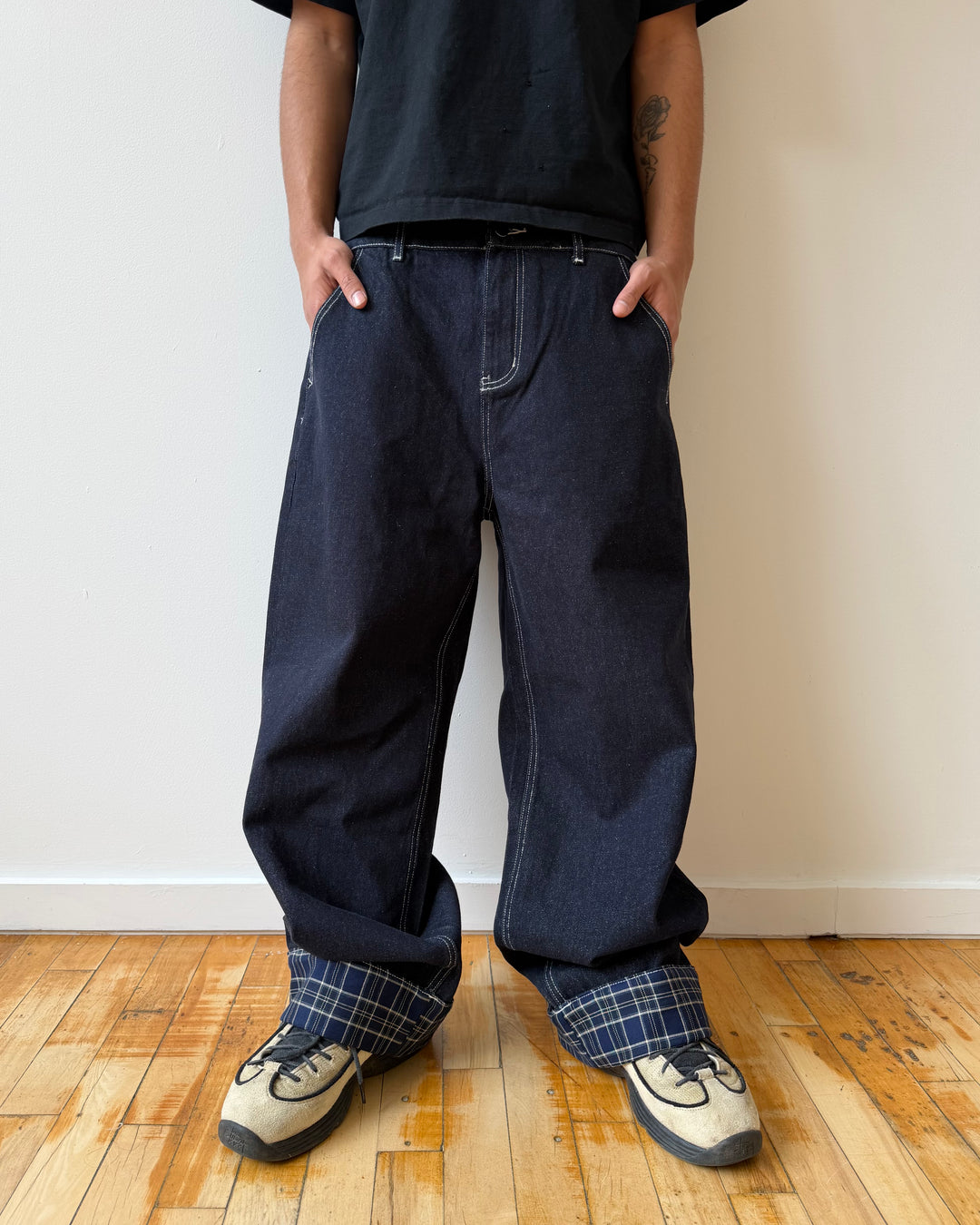 Plaid Denim Jeans