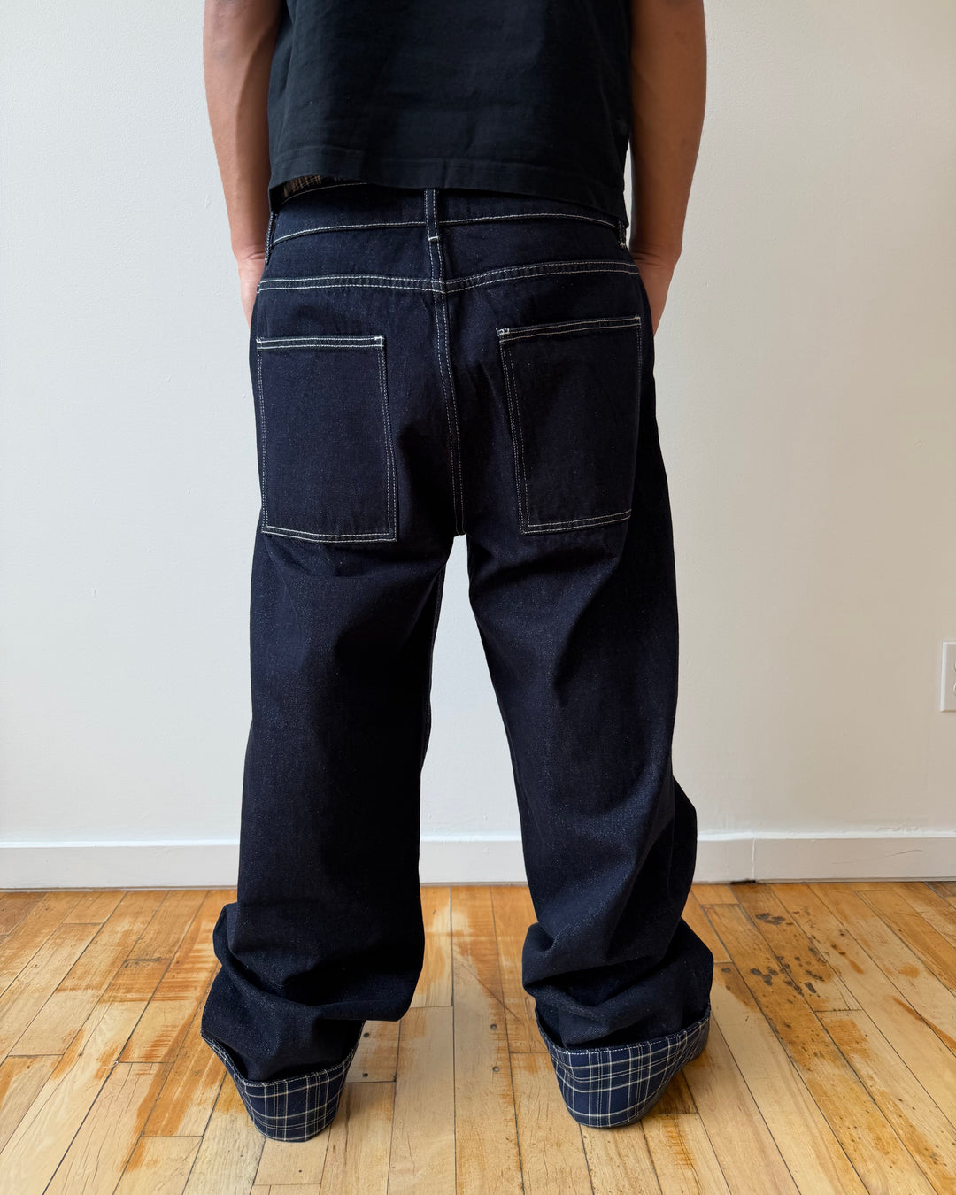 Plaid Denim Jeans