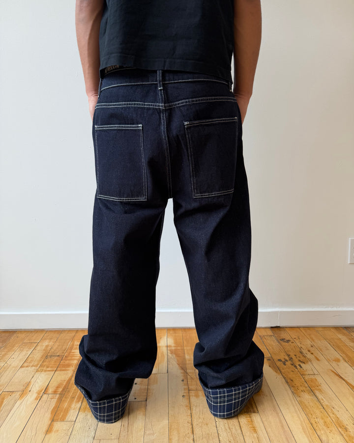 Plaid Denim Jeans
