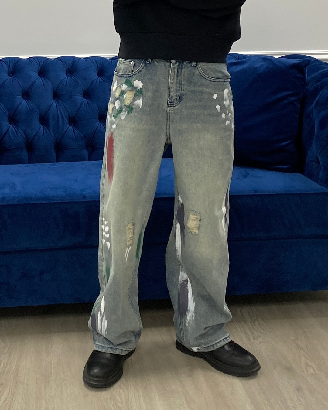 Canvas Distressed Denim Jeans