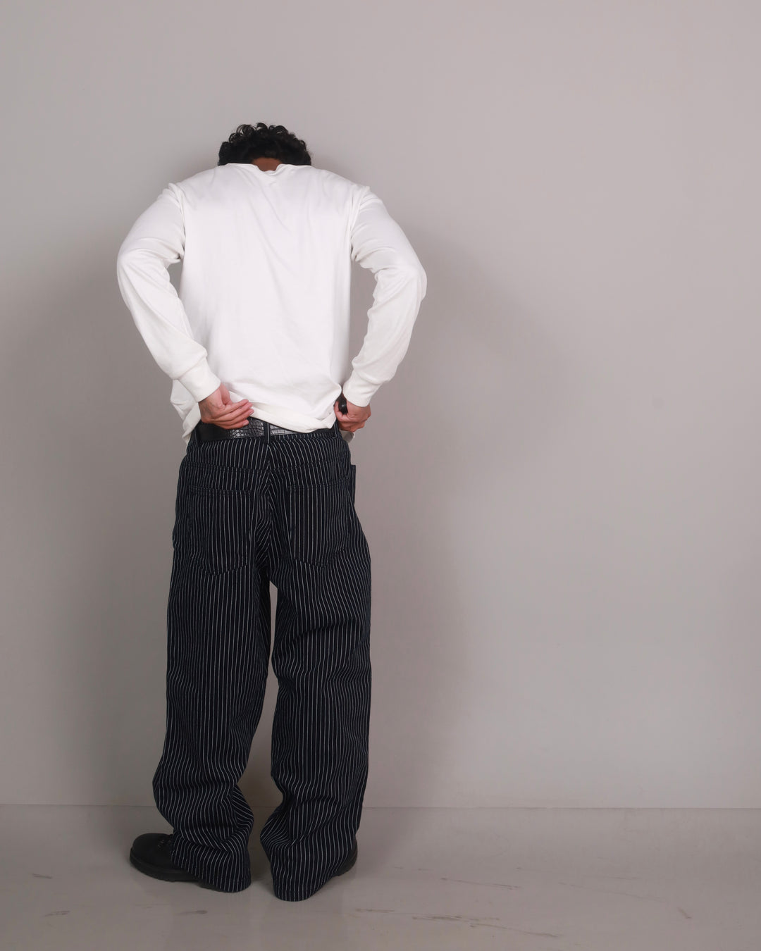 Pinstripe Baggy Jeans