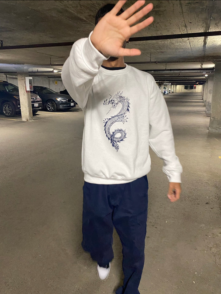 Medium White Dragon Sweatshirt